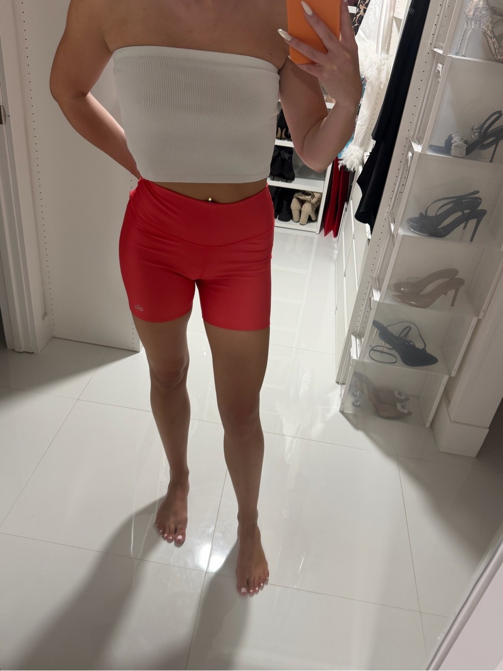 Women’s High-Waist Red Biker Shorts